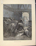 Original Old Antique Print Aesop Fable Lix Eye Master C1868 Story 19th