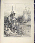 Original Old Antique Print Aesop Fable Lxxv Little Fish Fisherman Story