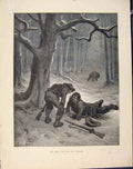 Original Old Antique Print Aesop Fable Cvii Jupiter Farmer C1868 Story Victorian