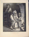 Original Old Antique Print Countryman Serpent Aesop Fable Cxiii 1868 Victorian