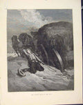Original Old Antique Print Cater Stuck Mud Aesop Fable C1868 Cxviii Victorian