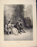 Original Old Antique Print Maiden C1868 Aesop Fable Cxxix Story Art Victorian