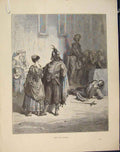 Original Old Antique Print Aesop Fable Cxxxvi Two Fowls C1868 Story Art 19th