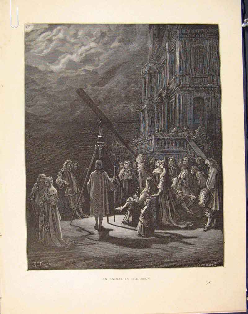 Original Old Antique Print Animal Moon Aesop Fable Cxxxix C1868 Story Victorian