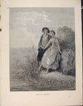 Original Old Antique Print Tircis Amaranth Aesop Fable Cli C1868 Art Victorian