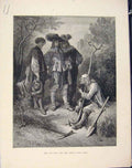 Original Old Antique Print Man Three Young Men Aesop Fable Ccvii Art