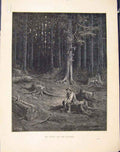 Original Old Antique Print Forest Woodman Story Image C1868 Aesop Fable 19th