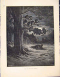 Original Old Antique Print Fox Turkeys Story Images Aesop Fable Ccxxix
