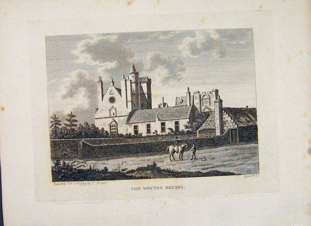 Original Old Antique Print Wyrtes Houses Edinburgh Scotland Fine Art