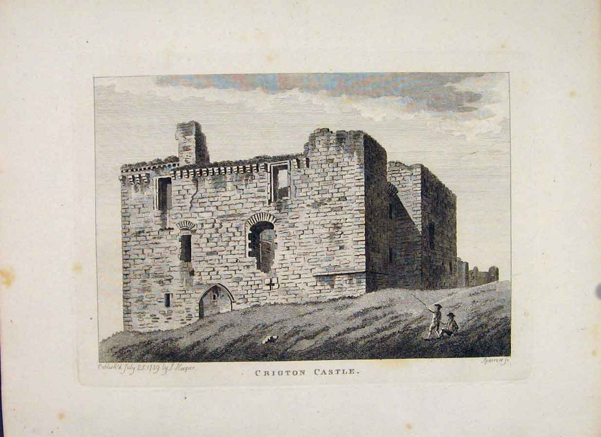 Original Old Antique Print Hawthornden PlateScotland Edinburgh