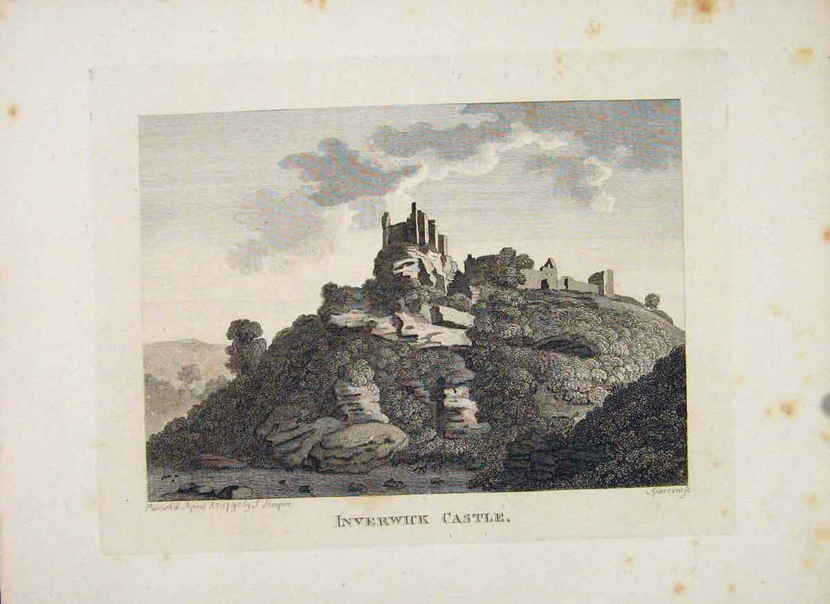 Original Old Antique Print Inverwick Castle Haddingtonshire Scotland
