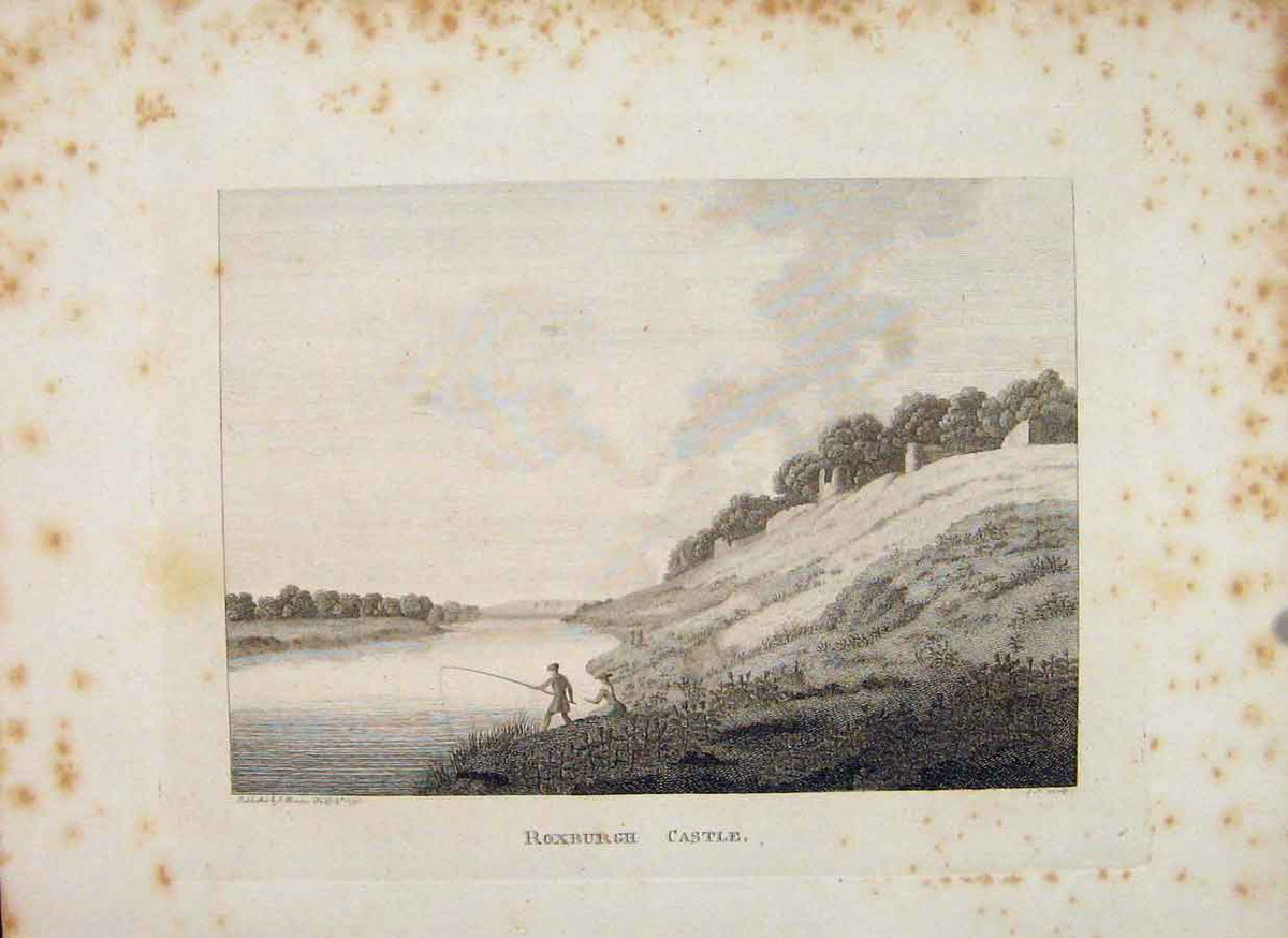 Original Old Antique Print Roxburghshire Roxburgh Castle C1797 Art 18th Century