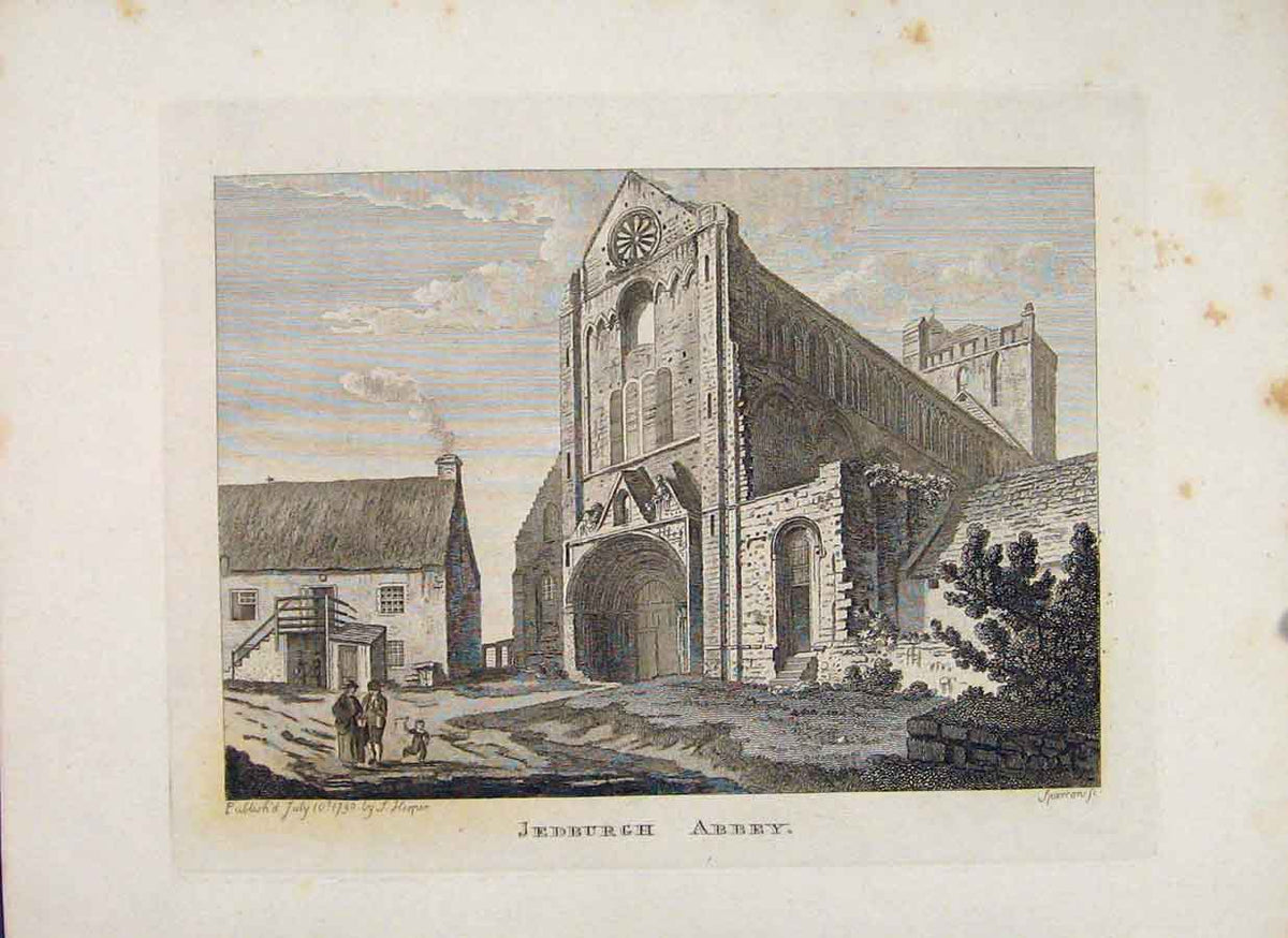 Original Old Antique Print Roxburghshire Jedburgh Abbey Scotland