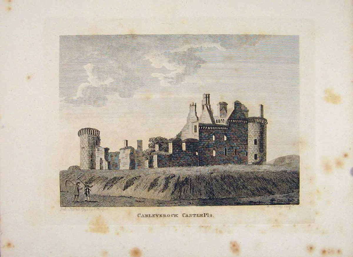 Original Old Antique Print Dumfries Scotland Carleverock Castle PlateFine Art
