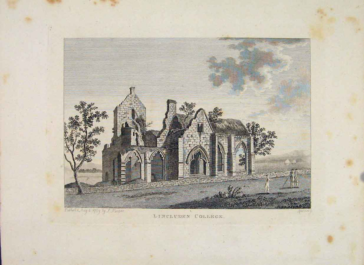 Original Old Antique Print Lincluden College Galloway Scotland
