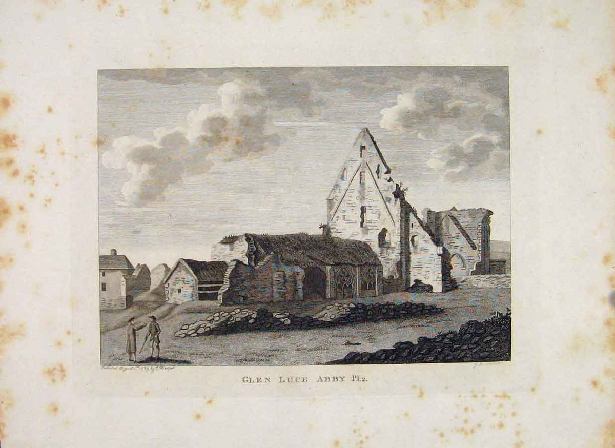 Original Old Antique Print Galloway Glen Luce Abbey PlateScotland