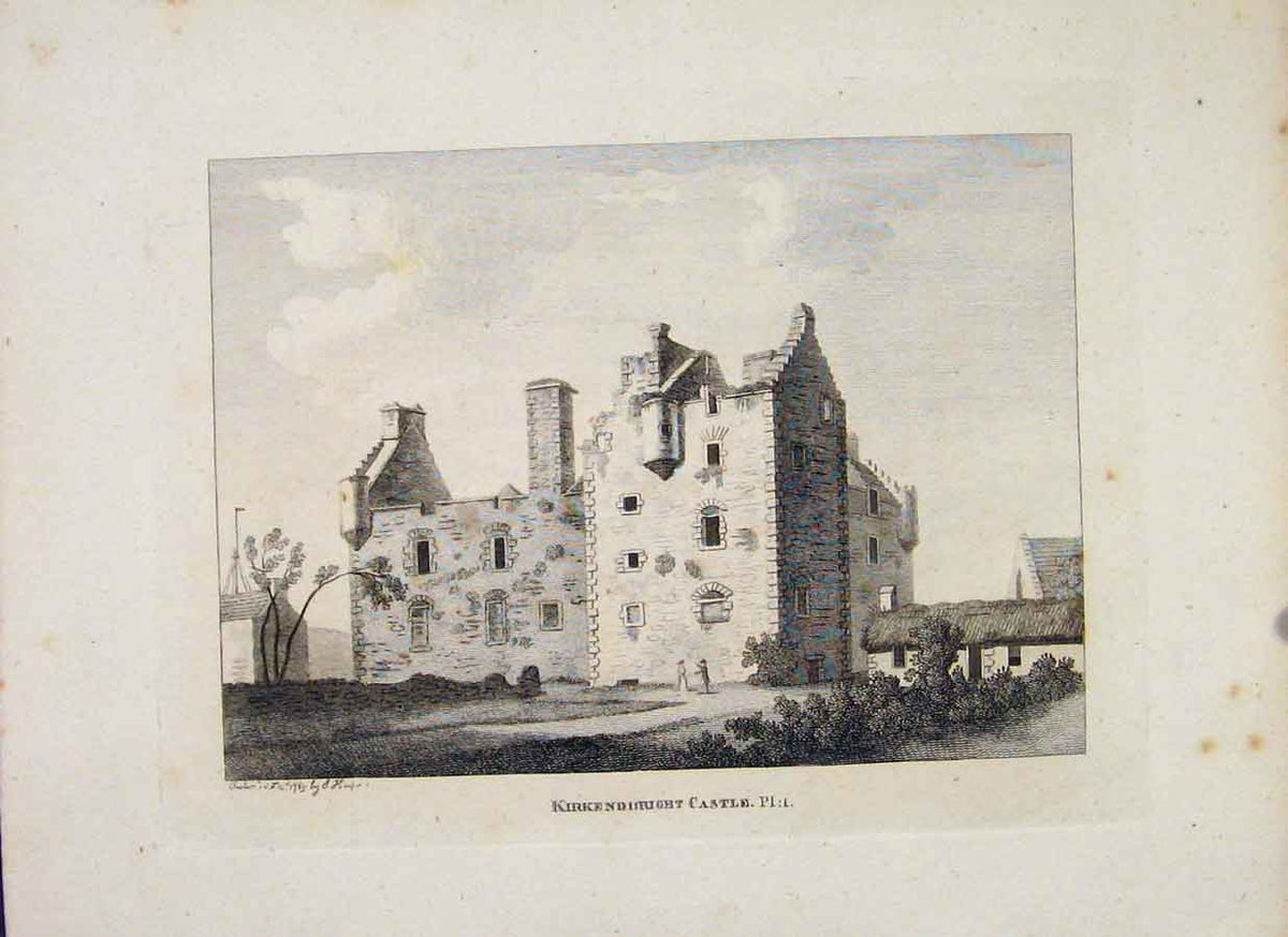 Original Old Antique Print Galloway Kirkendbright Castle Plate