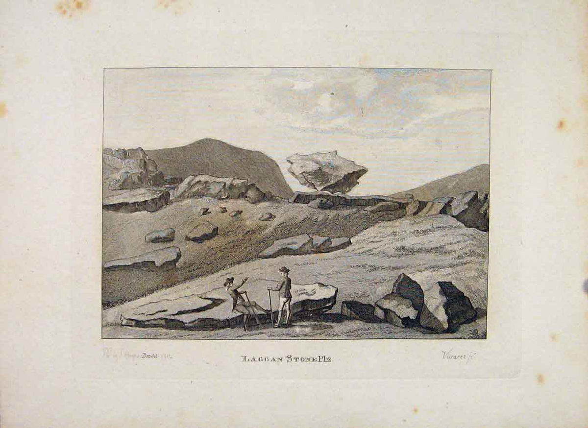 Original Old Antique Print Laggen Stone PlateGalloway Scotland