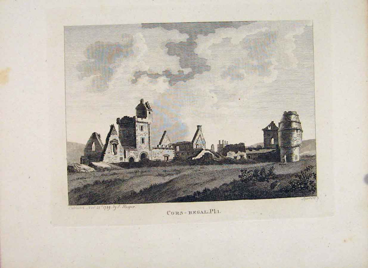 Original Old Antique Print Crofaquel Abbey Cors Regal Ayrshire Plate
