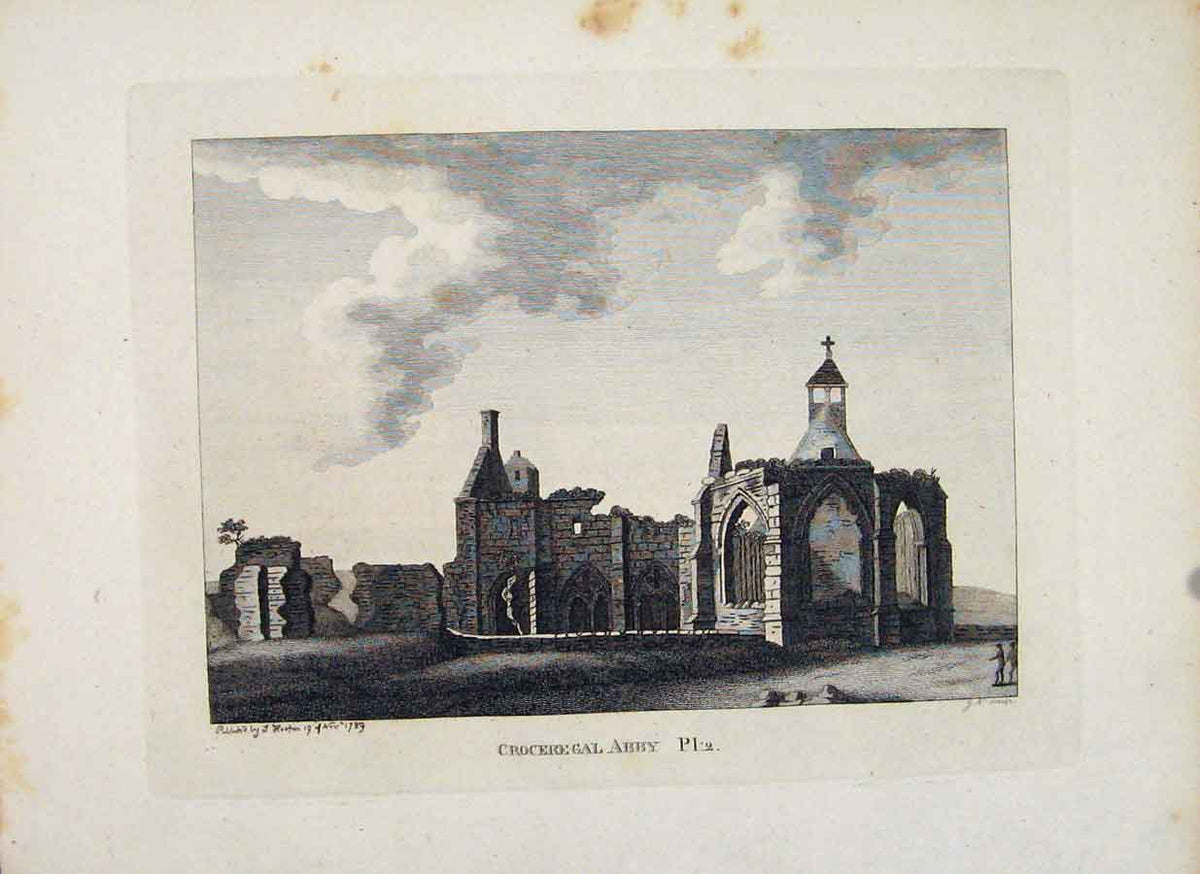 Original Old Antique Print Ayrshire Croceregal Abbey Fine Art