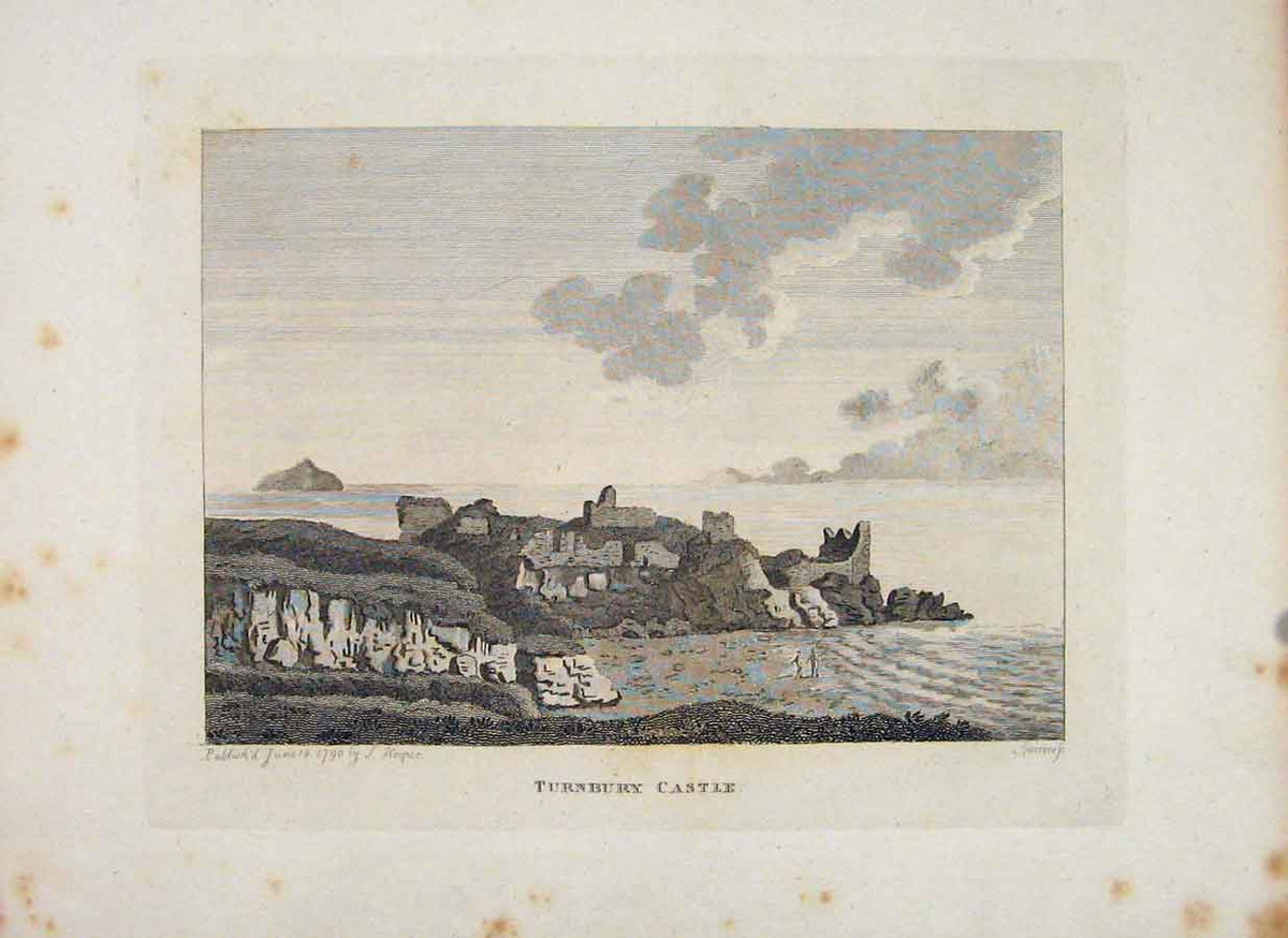 Original Old Antique Print Turnbury Castle Ayrshire Fine Art C1797 18th Century