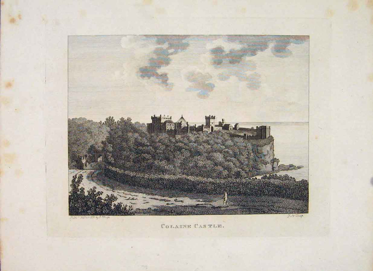 Original Old Antique Print Colaine Culzeen Caslte Ayrshire C1797 18th Century