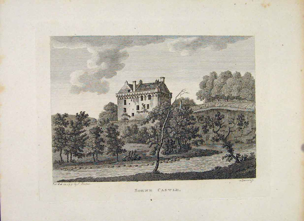 Original Old Antique Print Ayrshire Sorne Castle Fine Art C1797 18th Century