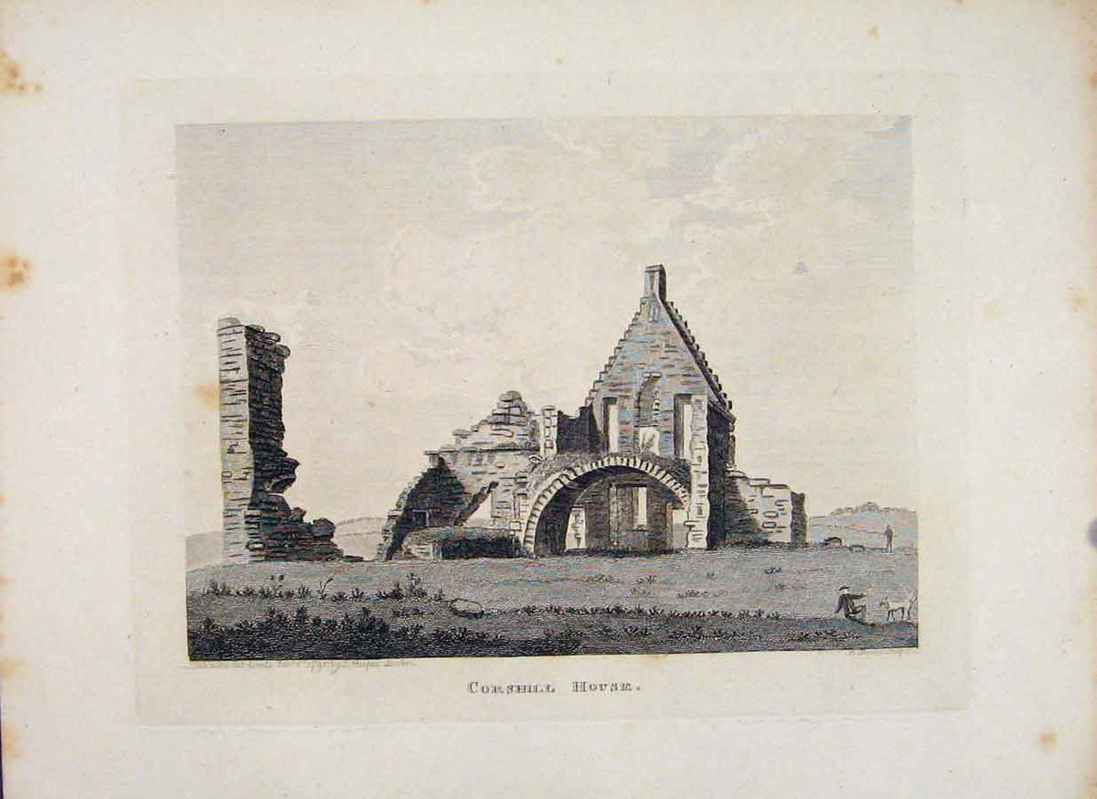 Original Old Antique Print Ayrshire Corshill House Fine Art 1797 18th Century