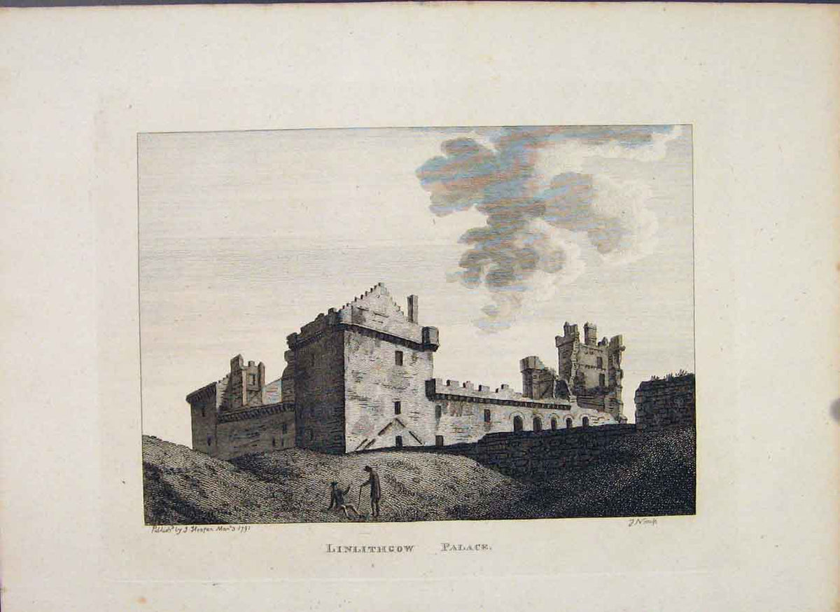 Original Old Antique Print Linlithgowshire Linlithgow Palace C1797 18th Century