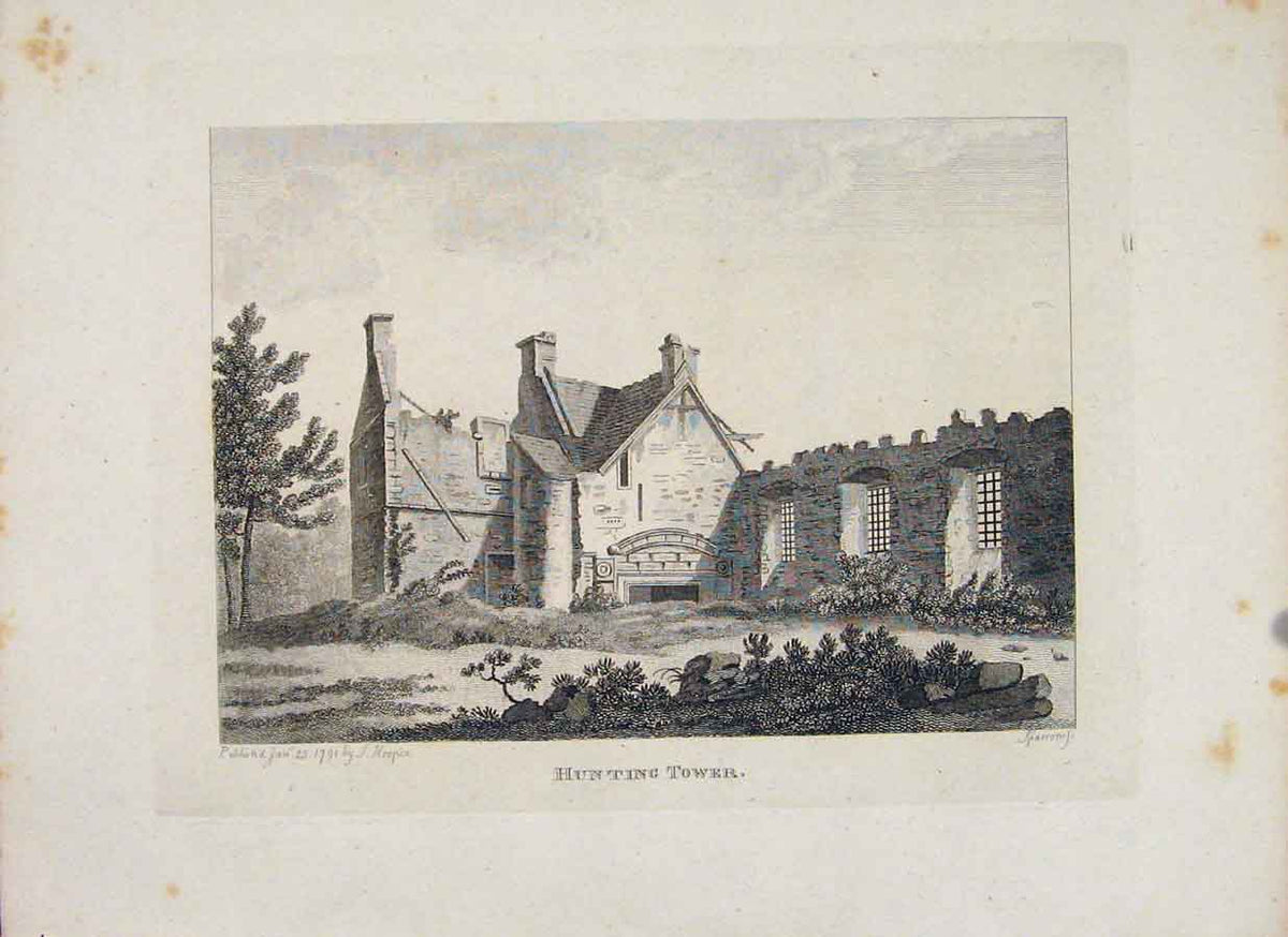 Original Old Antique Print Perthshire Hunting Tower Fine Art C1797 18th Century