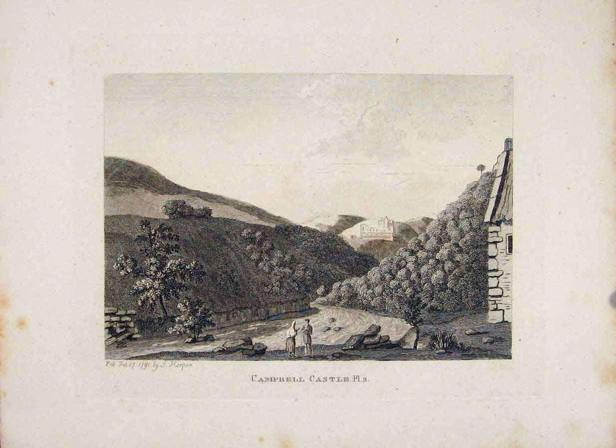 Original Old Antique Print Perthshire Campbell Castle PlateC1797