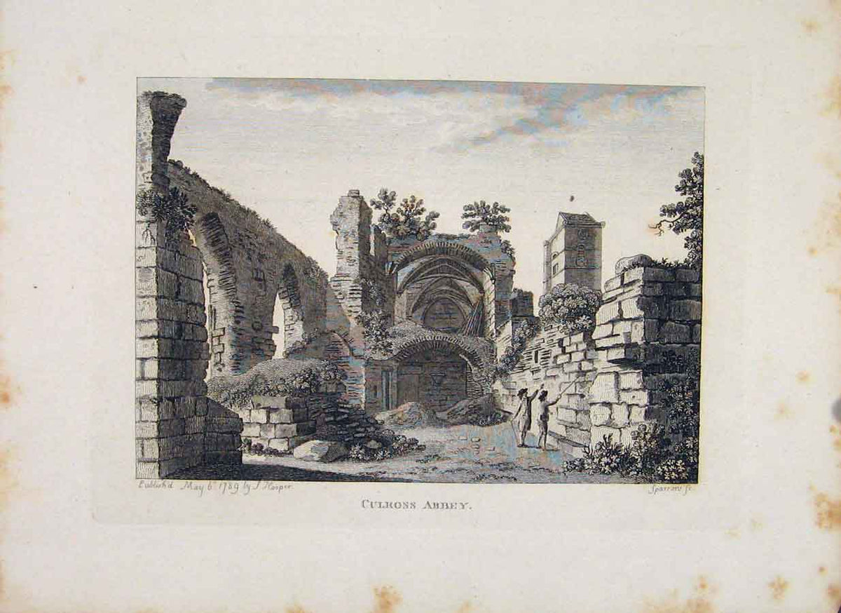 Original Old Antique Print Culrots Kyllenrots Abbey Perthshire C1797 18th