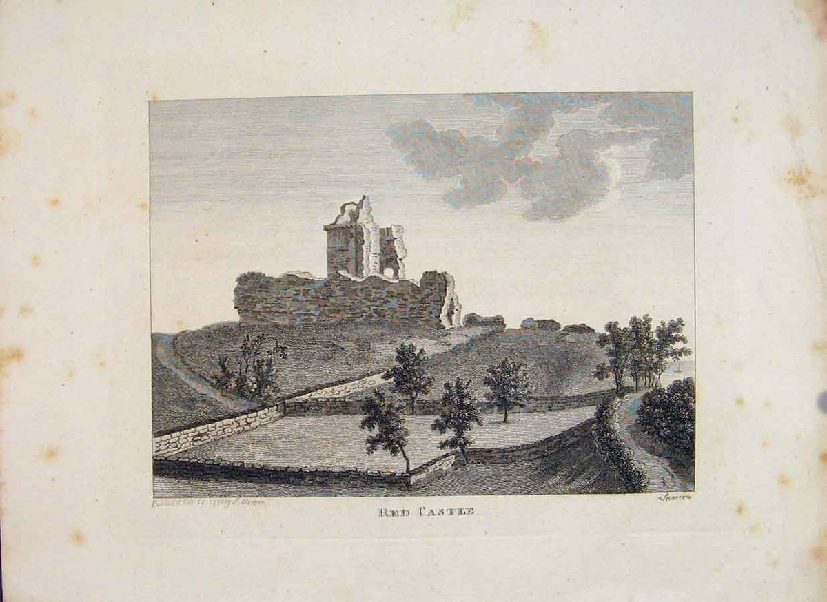 Original Old Antique Print Angusshire Red Castle Fine Art C1797 18th Century