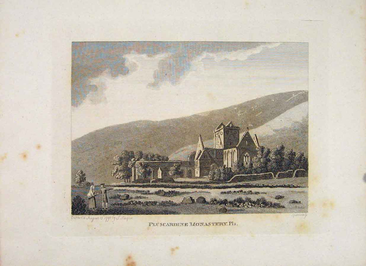 Original Old Antique Print Morayshire Pluscardine Monastery PlateVictorian