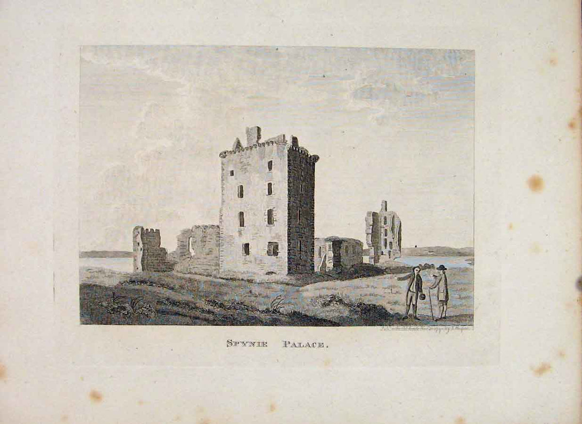 Original Old Antique Print Bishops Palace Spynie Morayshire Fine Art