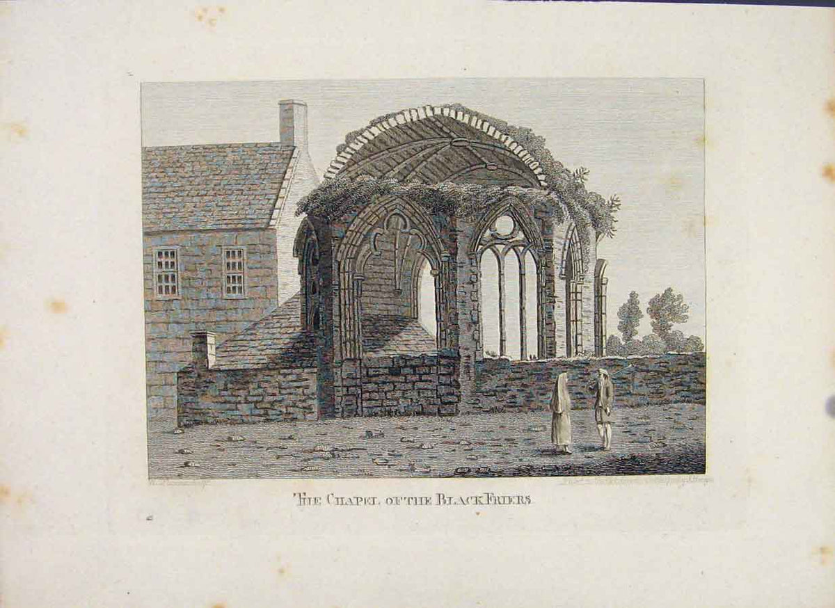 Original Old Antique Print Fifeshire Chapel Clack Friers Fine Art
