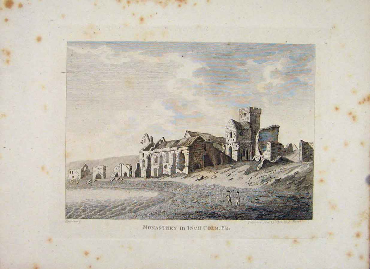 Original Old Antique Print Isle Aemonia Monastery Inch Colm Plate