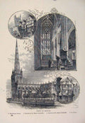 Original Old Antique Print Bristol Views Maryleport Street St Mary Redcilffe