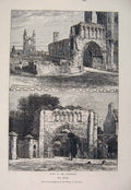 Original Old Antique Print Ruins Cathedral Pends Fine Art C1878 19th