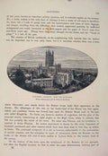Original Old Antique Print Dunster Fine Art England Town Village
