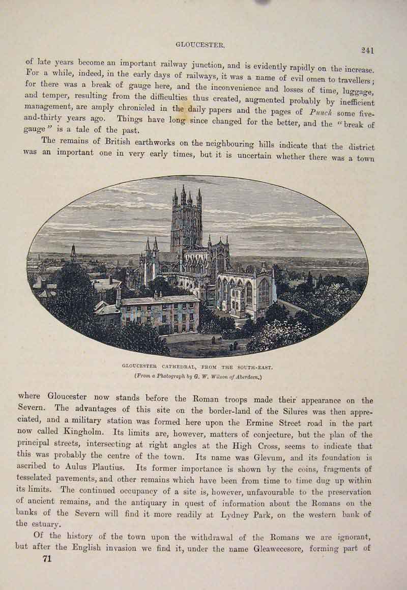 Original Old Antique Print Dunster Fine Art England Town Village