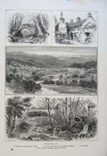 Original Old Antique Print Torrent Walk Parliament House Dolgelly Lower Bridge