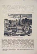 Original Old Antique Print Tower Merton Garden England C1878 19th