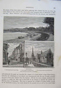 Old Antique Print Barnstaple Bridge South Walk High Street Grammer School