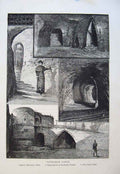 Old Antique Print Nottingham Gate Mortimers Hole Kind David Prison Castle