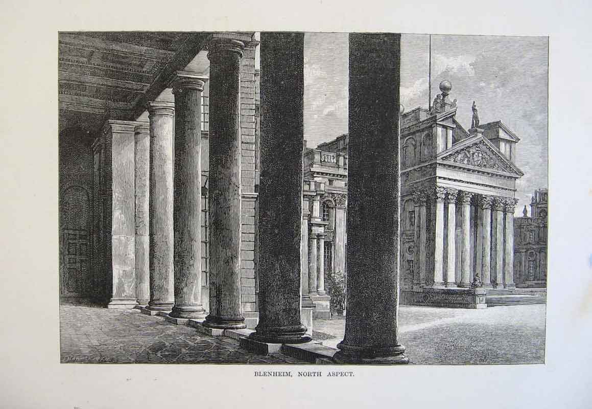 Original Old Antique Print Blenheim North Aspect England Fine Art