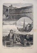Original Old Antique Print Castle Exterior Castle High Street St Nicholas Church