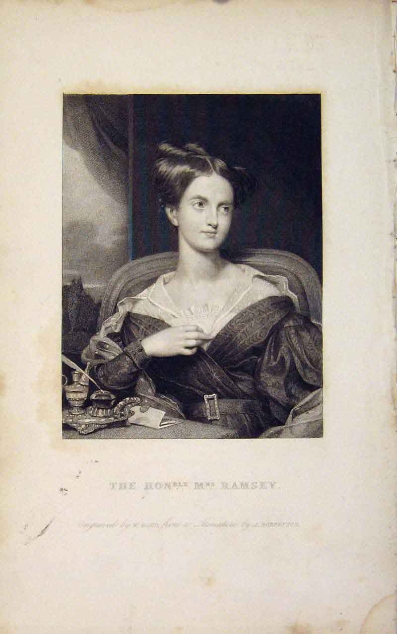 Original Old Antique Print Editorial Portrait Honorable Mrs Ramsay