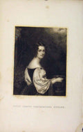 Original Old Antique Print Hon Viscountess Newark Portrait Editorial 20th
