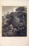 Original Old Antique Print Market Cart Gainsborough Editorial Art